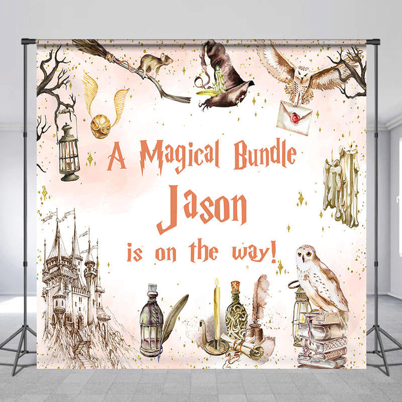 Lofaris Custom Name Magical Hogwarts Baby Shower Backdrop