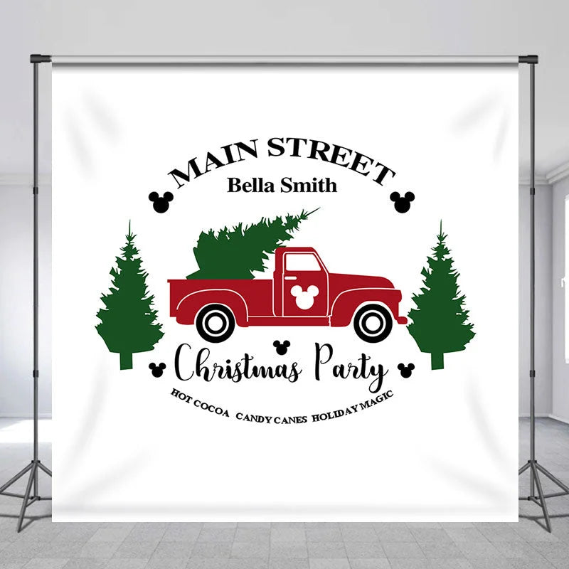 Lofaris Custom Name Main Street Truck Christmas Backdrop