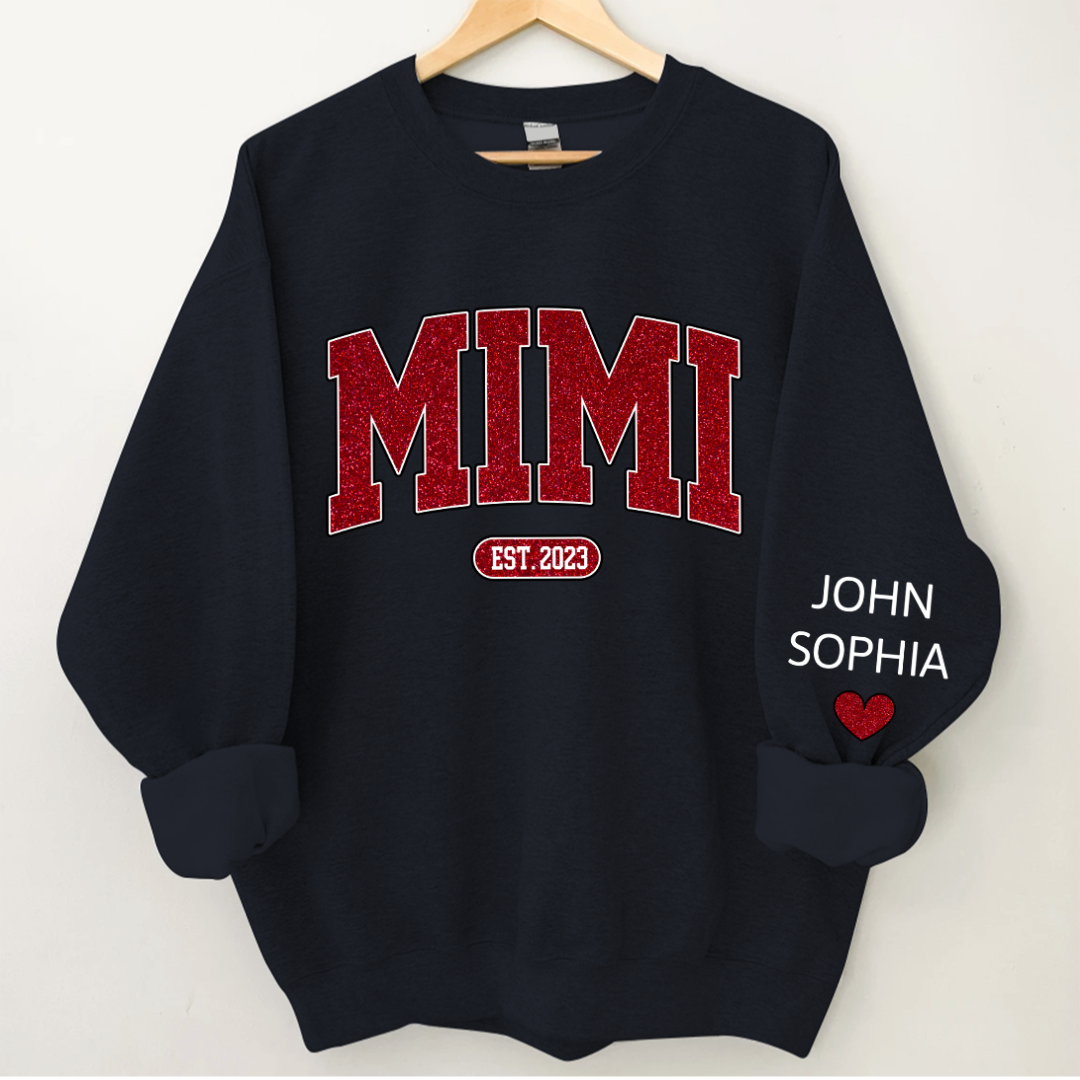 Lofaris Custom Name Mimi Grandma And Kids Glitter Sweatshirt