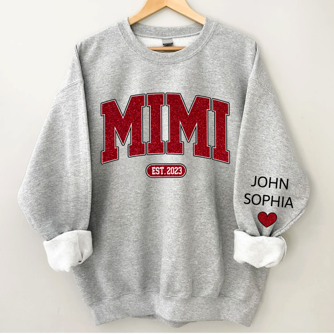 Lofaris Custom Name Mimi Grandma And Kids Glitter Sweatshirt