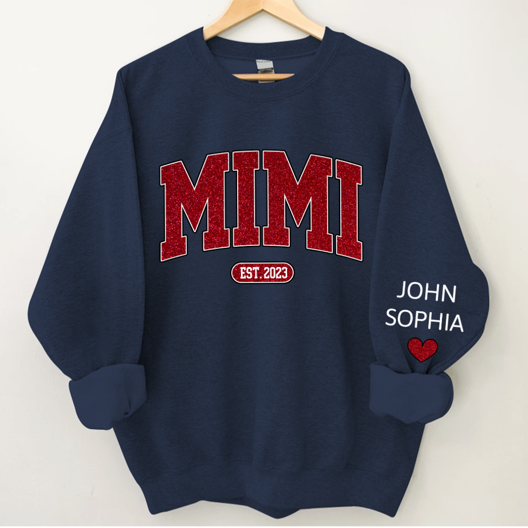 Lofaris Custom Name Mimi Grandma And Kids Glitter Sweatshirt