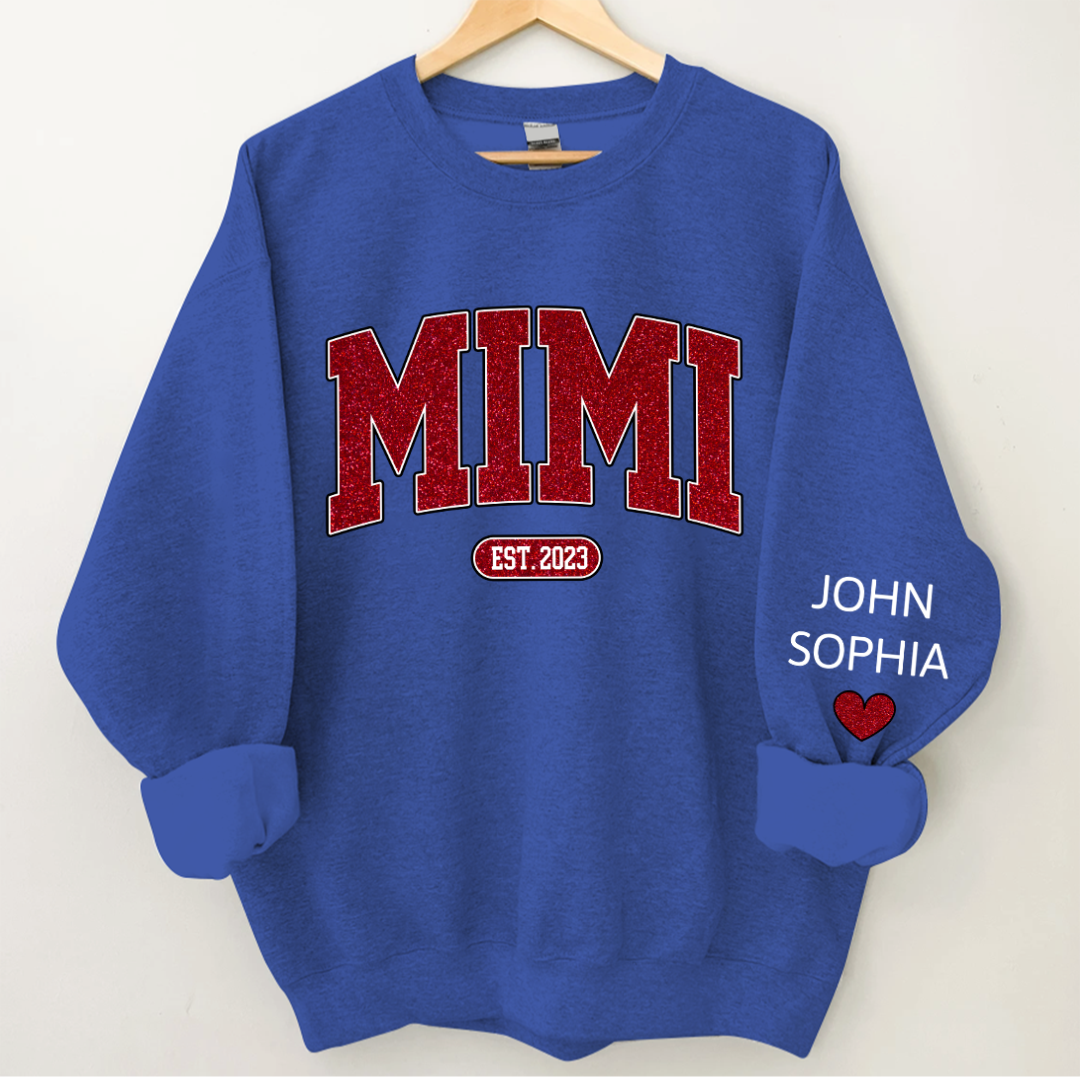 Lofaris Custom Name Mimi Grandma And Kids Glitter Sweatshirt