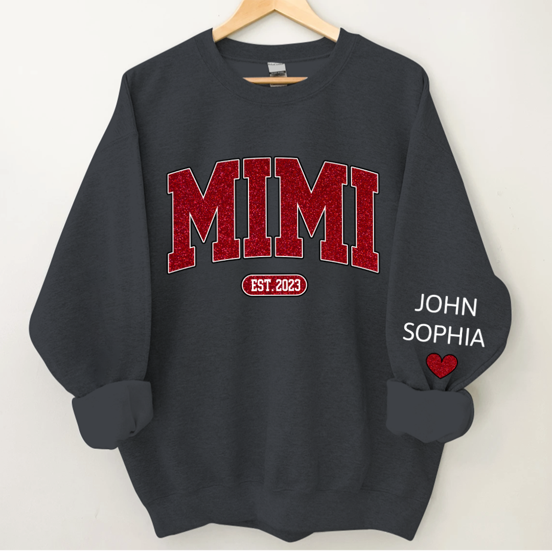 Lofaris Custom Name Mimi Grandma And Kids Glitter Sweatshirt
