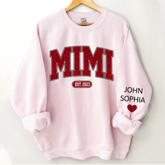 Lofaris Custom Name Mimi Grandma And Kids Glitter Sweatshirt