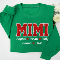 Lofaris Glitter Custom Name Mimi Nana Grandma And Kids Sweatshirt