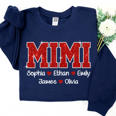 Lofaris Glitter Custom Name Mimi Nana Grandma And Kids Sweatshirt