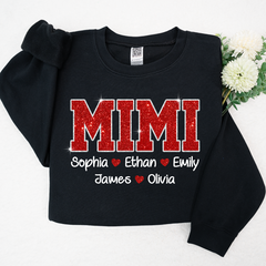 Lofaris Glitter Custom Name Mimi Nana Grandma And Kids Sweatshirt