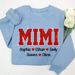 Lofaris Glitter Custom Name Mimi Nana Grandma And Kids Sweatshirt