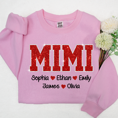 Lofaris Glitter Custom Name Mimi Nana Grandma And Kids Sweatshirt