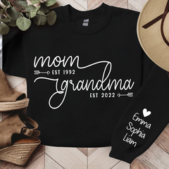 Lofaris Custom Name Mom Grandma Est Black Letters Sweatshirt