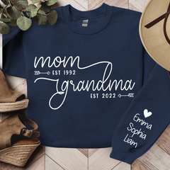 Lofaris Custom Name Mom Grandma Est Black Letters Sweatshirt