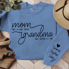 Lofaris Custom Name Mom Grandma Est Black Letters Sweatshirt