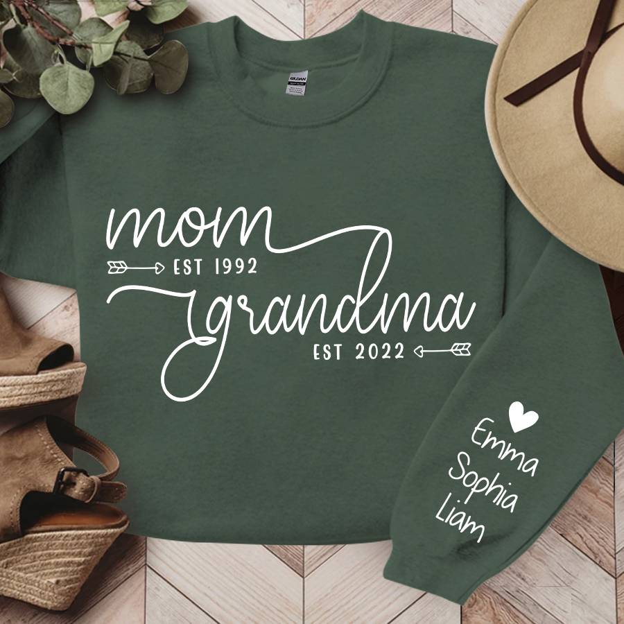 Lofaris Custom Name Mom Grandma Est Black Letters Sweatshirt