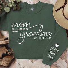 Lofaris Custom Name Mom Grandma Est Black Letters Sweatshirt