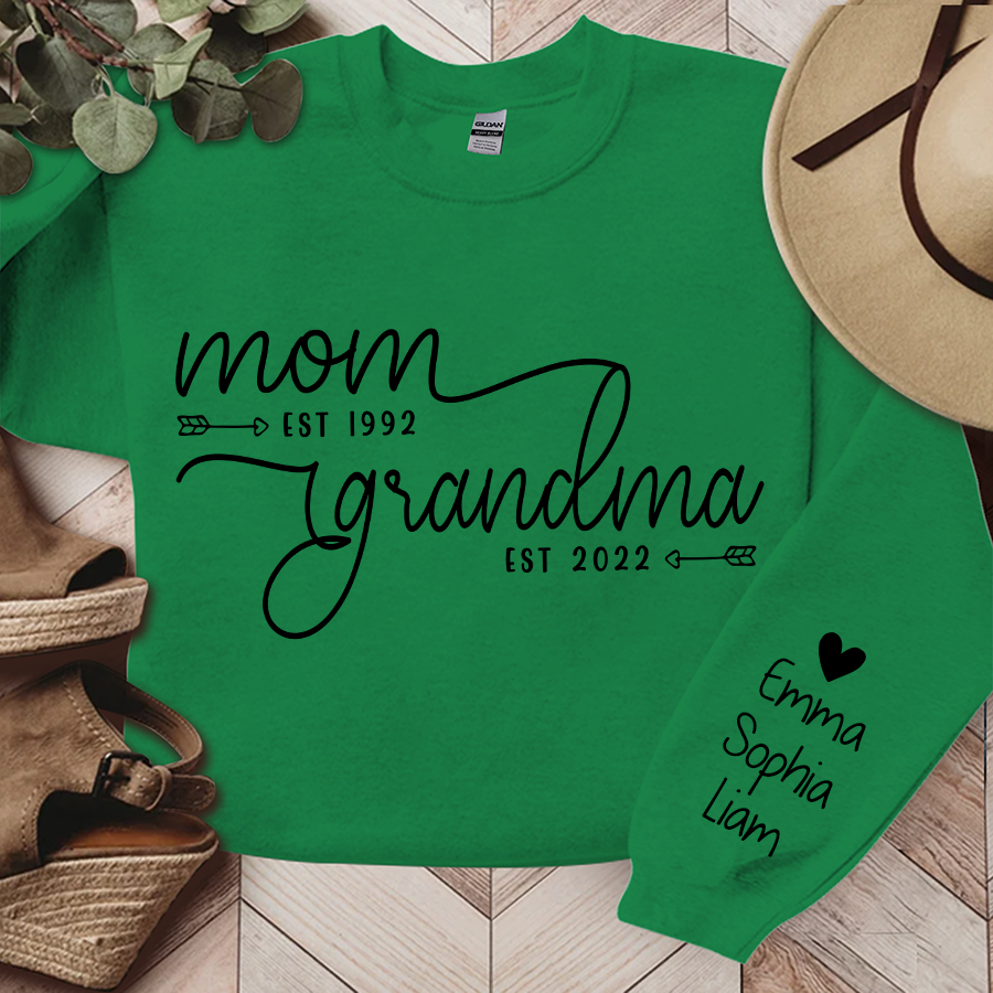 Lofaris Custom Name Mom Grandma Est Black Letters Sweatshirt