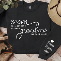 Lofaris Custom Name Mom Grandma Est Black Letters Sweatshirt