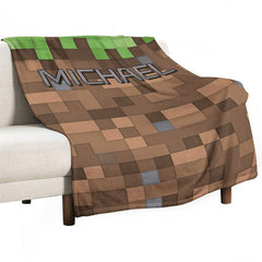 Lofaris Custom Name Mosaic Brown Block Game Gift Blanket