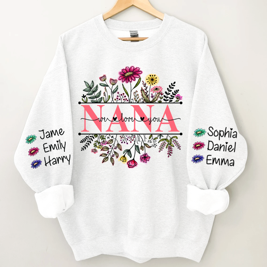 Lofaris Wildflower Grandma And Kids Custom Name Sweatshirt