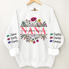 Lofaris Wildflower Grandma And Kids Custom Name Sweatshirt