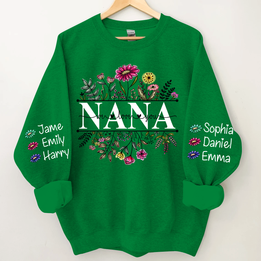 Lofaris Wildflower Grandma And Kids Custom Name Sweatshirt