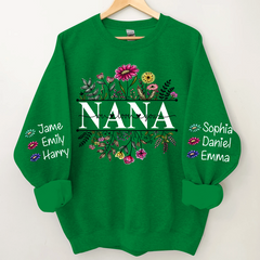 Lofaris Wildflower Grandma And Kids Custom Name Sweatshirt