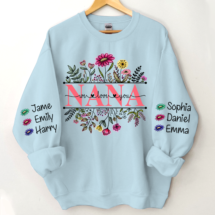 Lofaris Wildflower Grandma And Kids Custom Name Sweatshirt