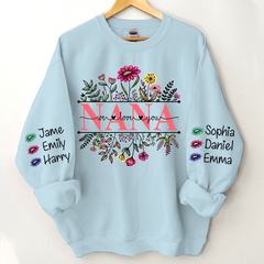 Lofaris Wildflower Grandma And Kids Custom Name Sweatshirt