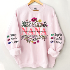 Lofaris Wildflower Grandma And Kids Custom Name Sweatshirt
