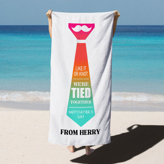 Lofaris Custom Name Necktie Fathers Day Gift Beach Towel for Dad