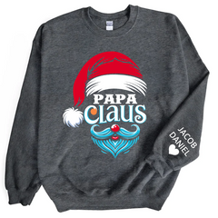 Lofaris Custom Name Dad Papa Grandpa Claus And Kids Sweatshirt