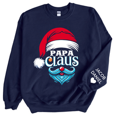 Lofaris Custom Name Dad Papa Grandpa Claus And Kids Sweatshirt