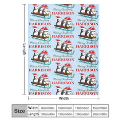 Lofaris Custom Name Penguin Sleigh Repeat Christmas Blanket