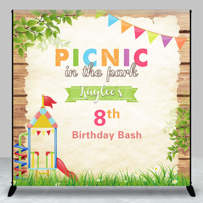 Lofaris Custom Name Picnic In The Park 8th Birthday Backdrop