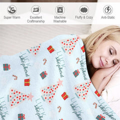 Lofaris Custom Name Pine Tree Repeat Blue Christmas Blanket