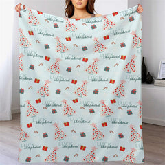 Lofaris Custom Name Pine Tree Repeat Blue Christmas Blanket