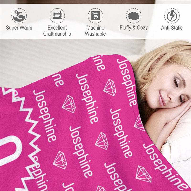 Lofaris Custom Name Pink Diamond Step And Repeat Blanket