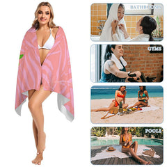 Lofaris Custom Name Pink Leaves Lemon Juice Girl Beach Towel