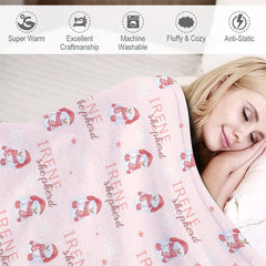 Lofaris Custom Name Pink Snowman Repeat Christmas Blanket