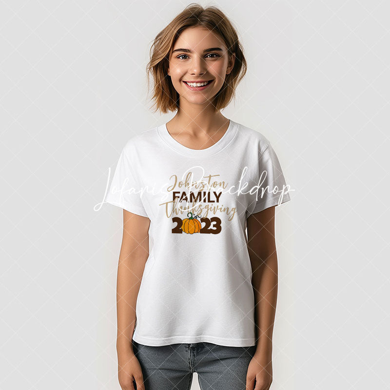 Lofaris Custom Name Pumpkin Thanksgiving Family T-Shirt