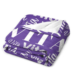 Lofaris Custom Name Purple And White Text Gifts Blanket