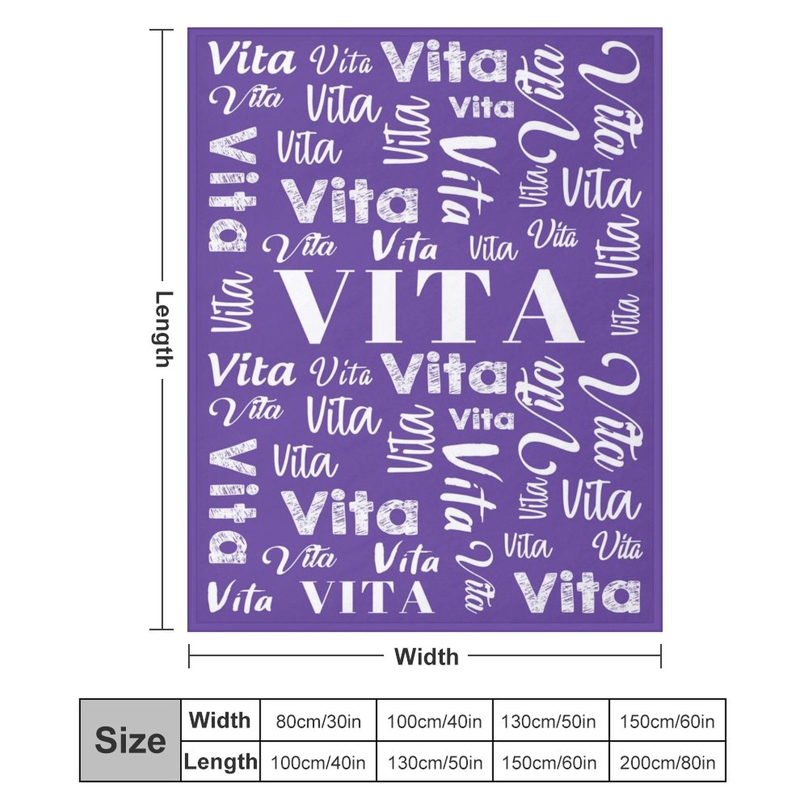 Lofaris Custom Name Purple And White Text Gifts Blanket