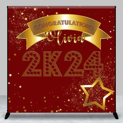 Lofaris Custom Name Red Gold 2K24 Graduation Backdrop