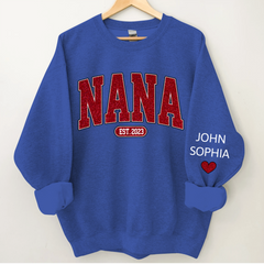 Lofaris Custom Name Red Nana Grandma Glitter Sweatshirt