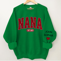 Lofaris Custom Name Red Nana Grandma Glitter Sweatshirt