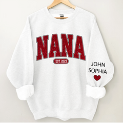 Lofaris Custom Name Red Nana Grandma Glitter Sweatshirt