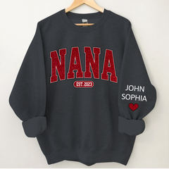Lofaris Custom Name Red Nana Grandma Glitter Sweatshirt