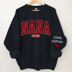Lofaris Custom Name Red Nana Grandma Glitter Sweatshirt