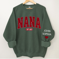 Lofaris Custom Name Red Nana Grandma Glitter Sweatshirt