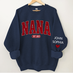 Lofaris Custom Name Red Nana Grandma Glitter Sweatshirt