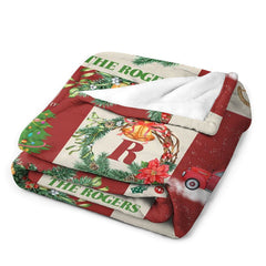 Lofaris Custom Name Red Plaid Family Merry Christmas Blanket